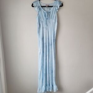 La Vie En Rose Elegant Blue Sheer Sleeveless Maxi Sleep Gown